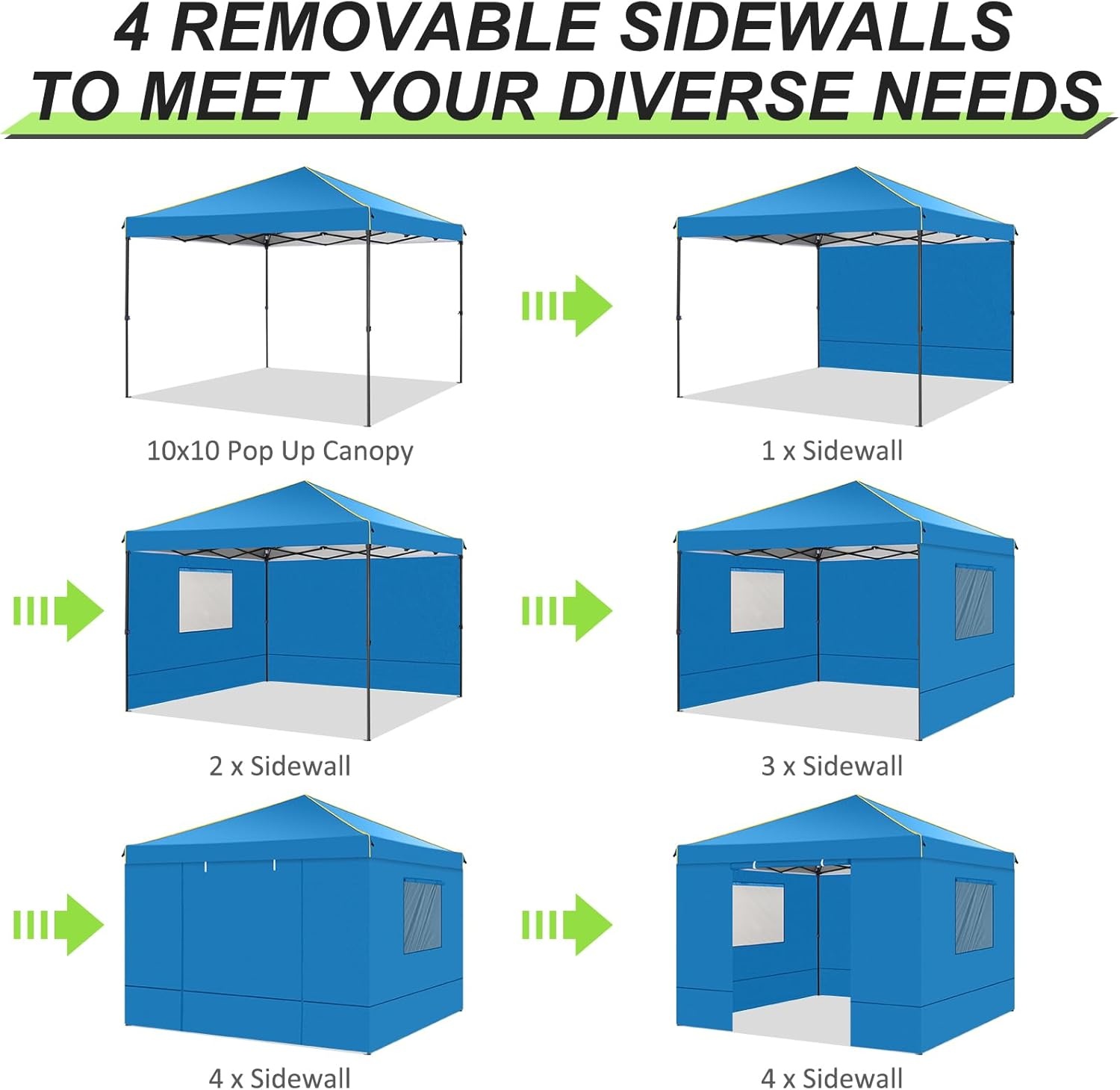 image:imageTOOLUCK Canopy Tent 10x10 Pop Up Canopy with Sidewalls and Rollup Ventilated Windows with Mosquito net Ez Outdoor Commercial Instant Gazebo Tent for Party Waterproof with CarrybagLight BLue1 year warranty