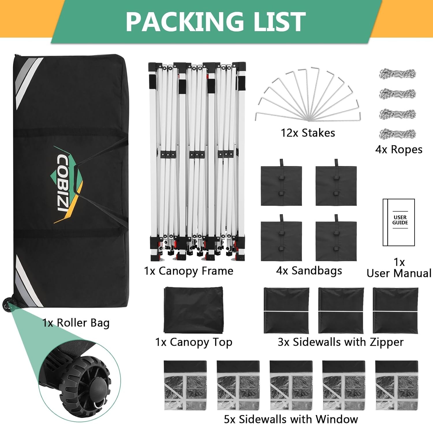 image:imageTOOLUCK Canopy Tent 10x10 Pop Up Canopy with Sidewalls and Rollup Ventilated Windows with Mosquito net Ez Outdoor Commercial Instant Gazebo Tent for Party Waterproof with CarrybagMatte Black