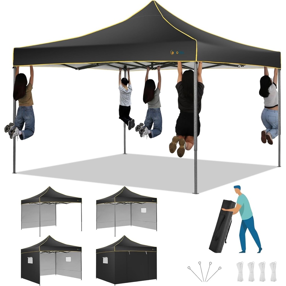 image:imageCOBIZI 10x20 Pop Up Heavy Duty Canopy with Upgrated Hexagonal Legs Easy up Tent for Party Wedding and Commercial Event Outdoor Canopy with Roller Bag Sand Bags Waterproof amp UPF50 BlackBlack