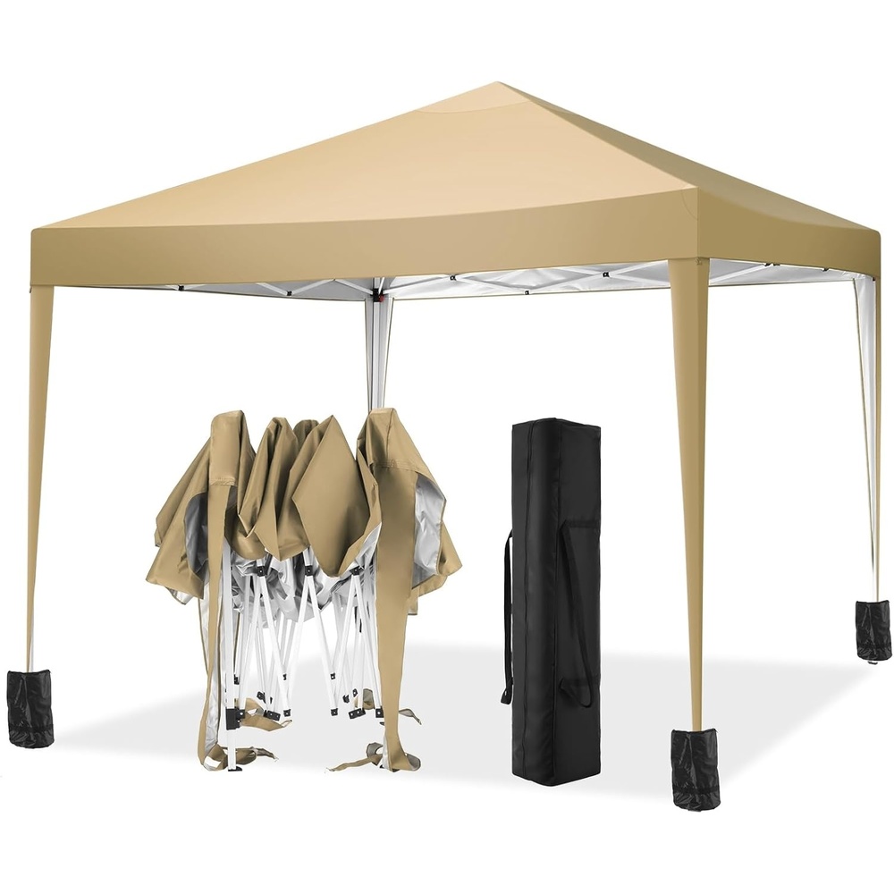 image:imageTOOLUCK Canopy Tent 10x10 Pop Up Canopy with Sidewalls and Rollup Ventilated Windows with Mosquito net Ez Outdoor Commercial Instant Gazebo Tent for Party Waterproof with CarrybagKhaki