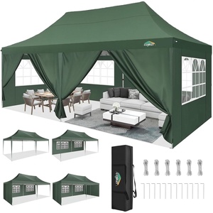 image:imageTOOLUCK Canopy Tent 10x10 Pop Up Canopy with Sidewalls and Rollup Ventilated Windows with Mosquito net Ez Outdoor Commercial Instant Gazebo Tent for Party Waterproof with CarrybagArmy Green