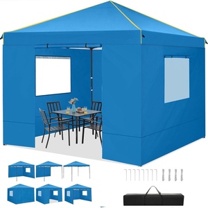 image:imageTOOLUCK Canopy Tent 10x10 Pop Up Canopy with Sidewalls and Rollup Ventilated Windows with Mosquito net Ez Outdoor Commercial Instant Gazebo Tent for Party Waterproof with CarrybagLight BLue1 year warranty