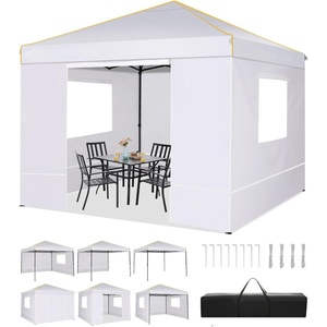 image:imageTOOLUCK Canopy Tent 10x10 Pop Up Canopy with Sidewalls and Rollup Ventilated Windows with Mosquito net Ez Outdoor Commercial Instant Gazebo Tent for Party Waterproof with CarrybagSwan White1 year warranty
