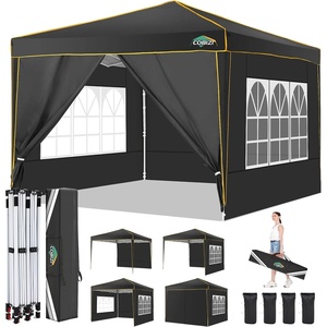image:imageTOOLUCK Canopy Tent 10x10 Pop Up Canopy with Sidewalls and Rollup Ventilated Windows with Mosquito net Ez Outdoor Commercial Instant Gazebo Tent for Party Waterproof with CarrybagMatte Black