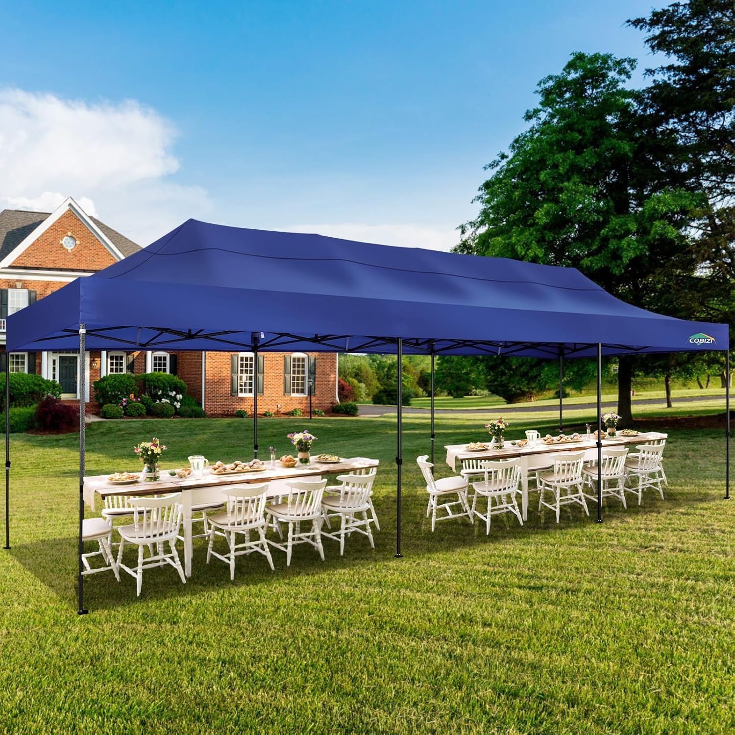 image:imageCOBIZI 10x20 Carport Heavy Duty Car Canopy Portable Garage Car Tent Garage Outdoor Shelter Upgrade Waterproof amp UV Protected with Windproof Ropes amp Builtin Sandbags for Cars Trucks and Boats GrayNavy Blue