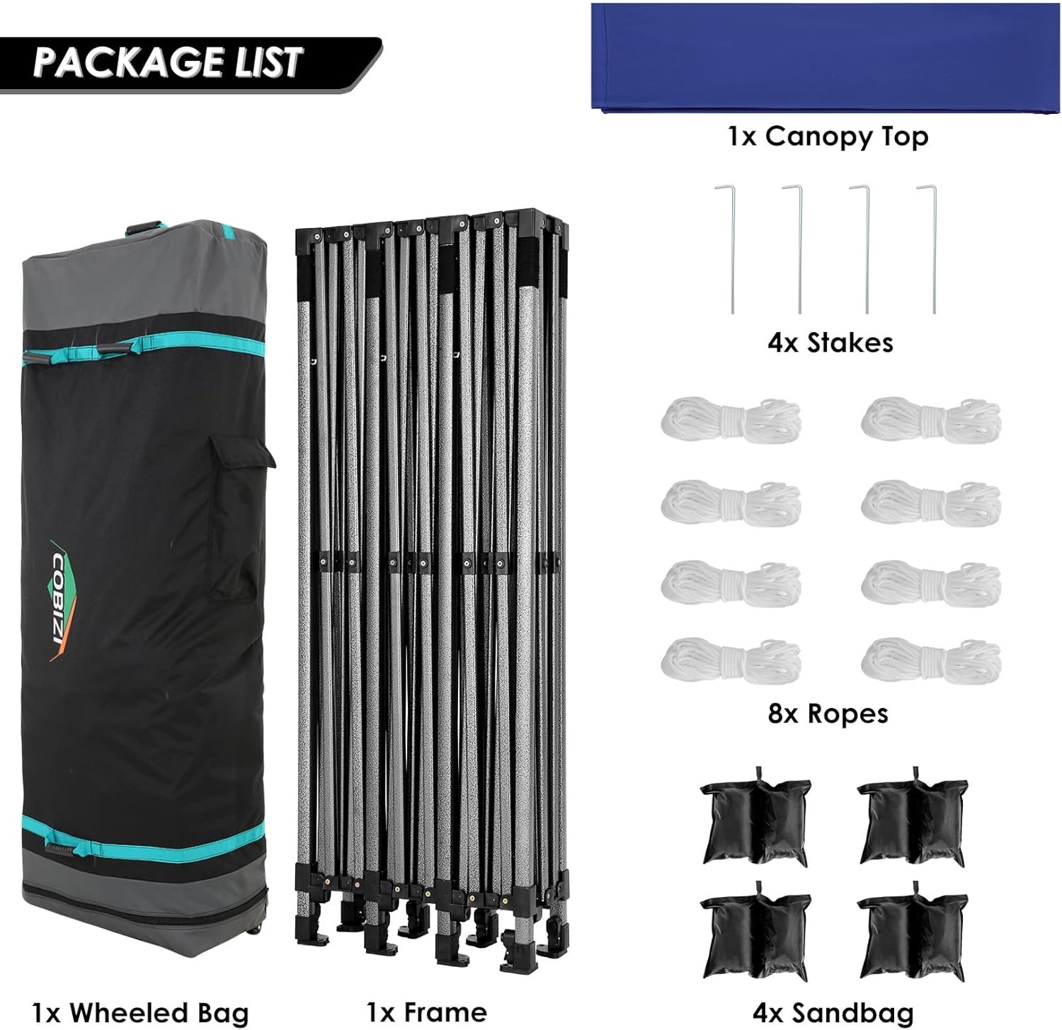 image:imageCOBIZI 10x20 Carport Heavy Duty Car Canopy Portable Garage Car Tent Garage Outdoor Shelter Upgrade Waterproof amp UV Protected with Windproof Ropes amp Builtin Sandbags for Cars Trucks and Boats GrayNavy Blue