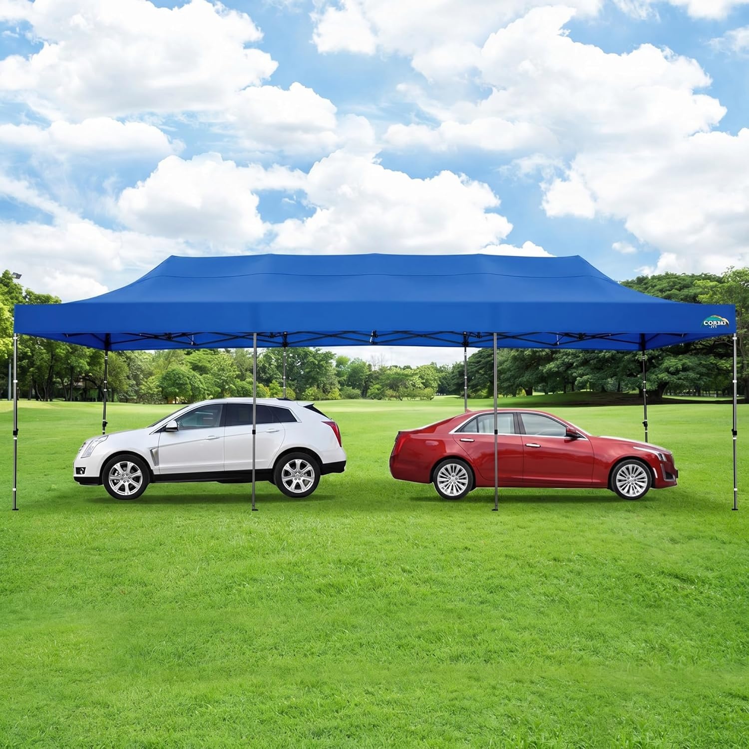 image:imageCOBIZI 10x20 Carport Heavy Duty Car Canopy Portable Garage Car Tent Garage Outdoor Shelter Upgrade Waterproof amp UV Protected with Windproof Ropes amp Builtin Sandbags for Cars Trucks and Boats GrayBlue