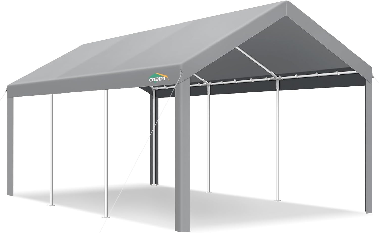 image:imageCOBIZI 10x20 Carport Heavy Duty Car Canopy Portable Garage Car Tent Garage Outdoor Shelter Upgrade Waterproof amp UV Protected with Windproof Ropes amp Builtin Sandbags for Cars Trucks and Boats GrayDark Grey