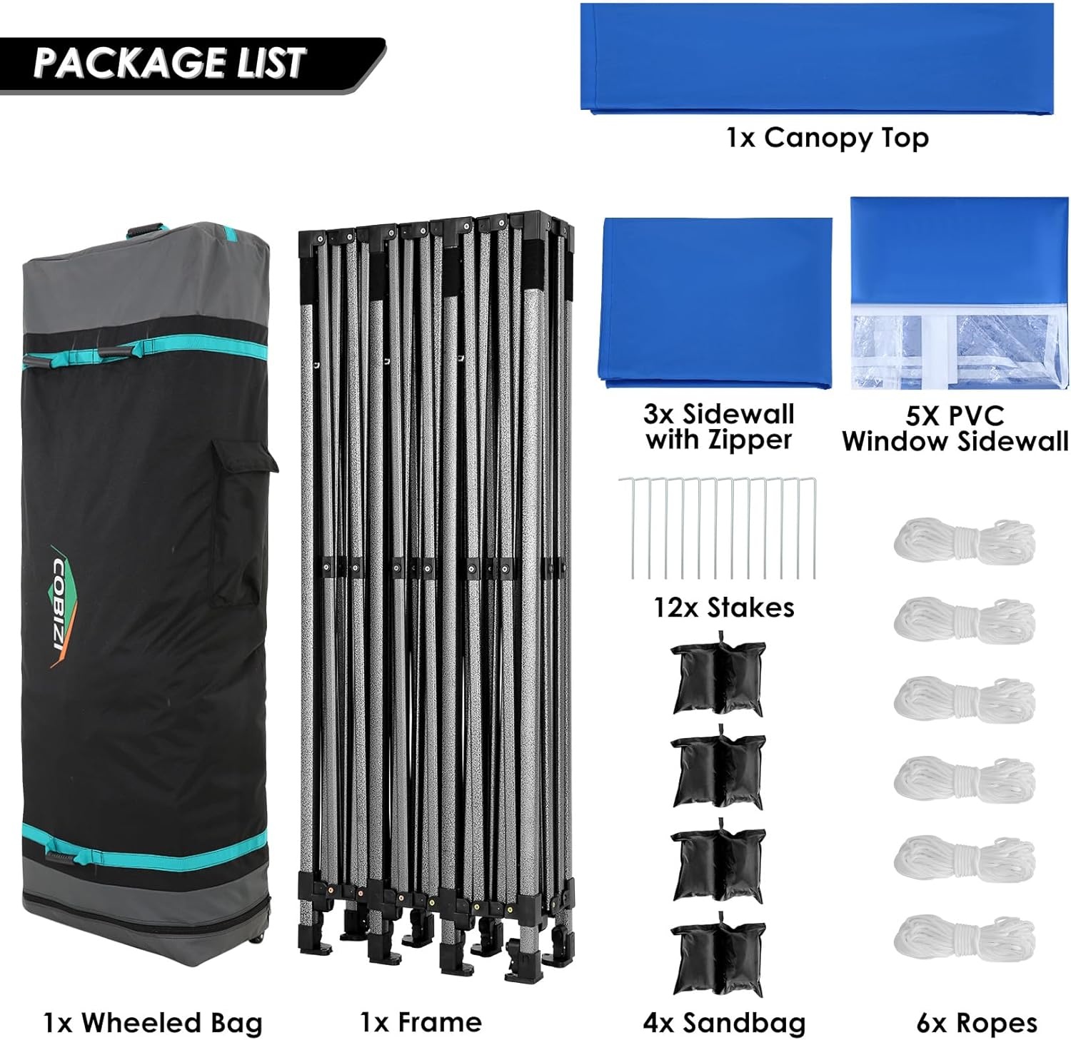 image:imageCOBIZI 10x20 Carport Heavy Duty Car Canopy Portable Garage Car Tent Garage Outdoor Shelter Upgrade Waterproof amp UV Protected with Windproof Ropes amp Builtin Sandbags for Cars Trucks and Boats GrayBlue