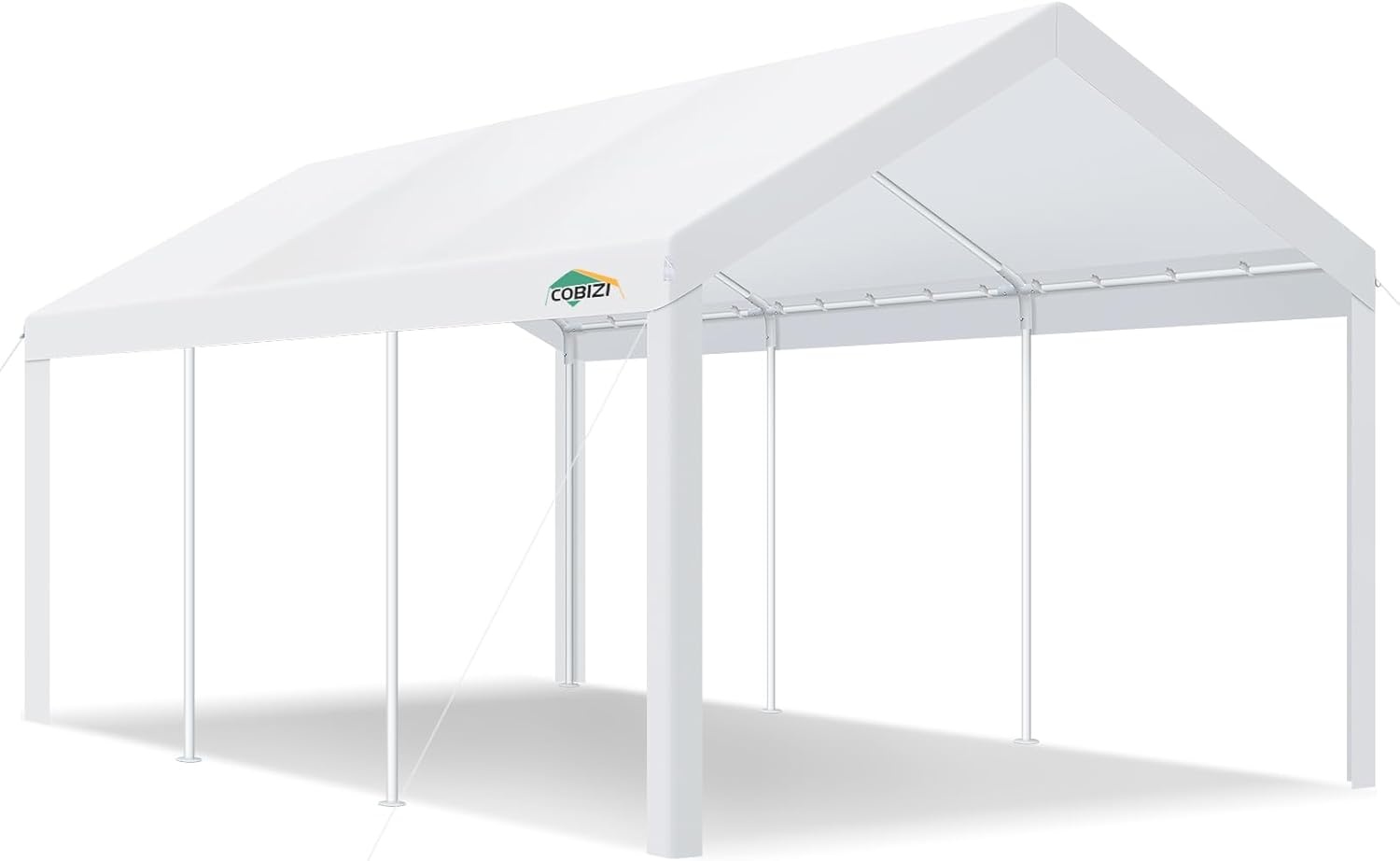 image:imageCOBIZI 10x20 Carport Heavy Duty Car Canopy Portable Garage Car Tent Garage Outdoor Shelter Upgrade Waterproof amp UV Protected with Windproof Ropes amp Builtin Sandbags for Cars Trucks and Boats GrayPure White