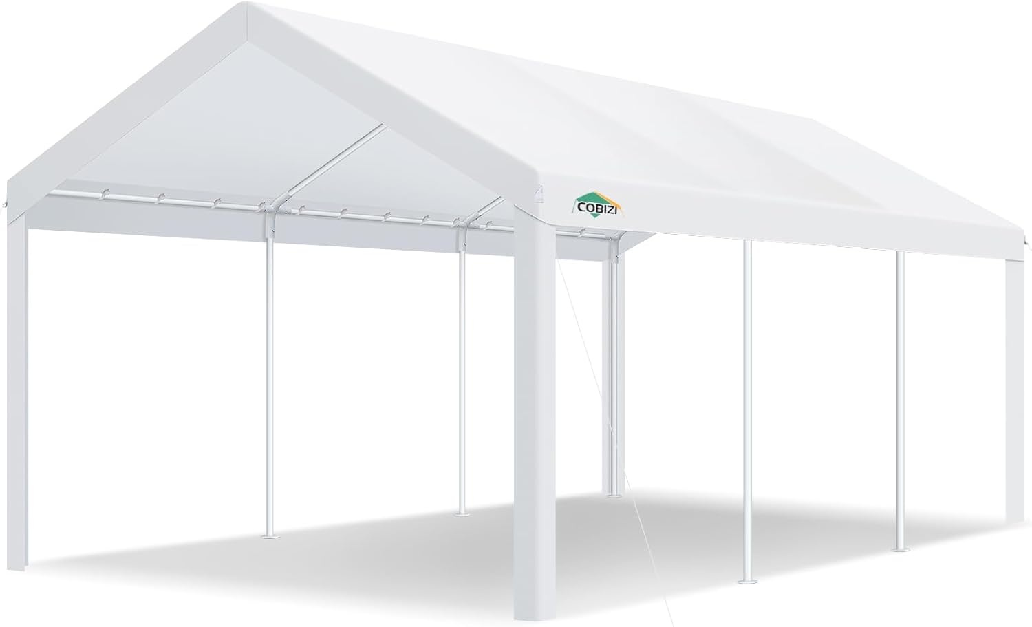 image:imageCOBIZI 10x20 Carport Heavy Duty Car Canopy Portable Garage Car Tent Garage Outdoor Shelter Upgrade Waterproof amp UV Protected with Windproof Ropes amp Builtin Sandbags for Cars Trucks and Boats GrayPure White