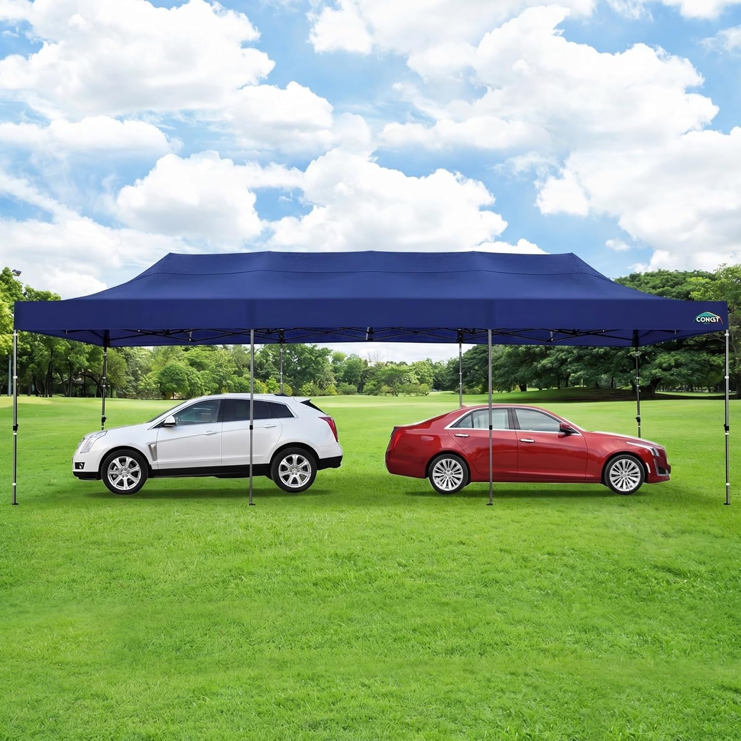 image:imageCOBIZI 10x20 Carport Heavy Duty Car Canopy Portable Garage Car Tent Garage Outdoor Shelter Upgrade Waterproof amp UV Protected with Windproof Ropes amp Builtin Sandbags for Cars Trucks and Boats GrayNavy Blue