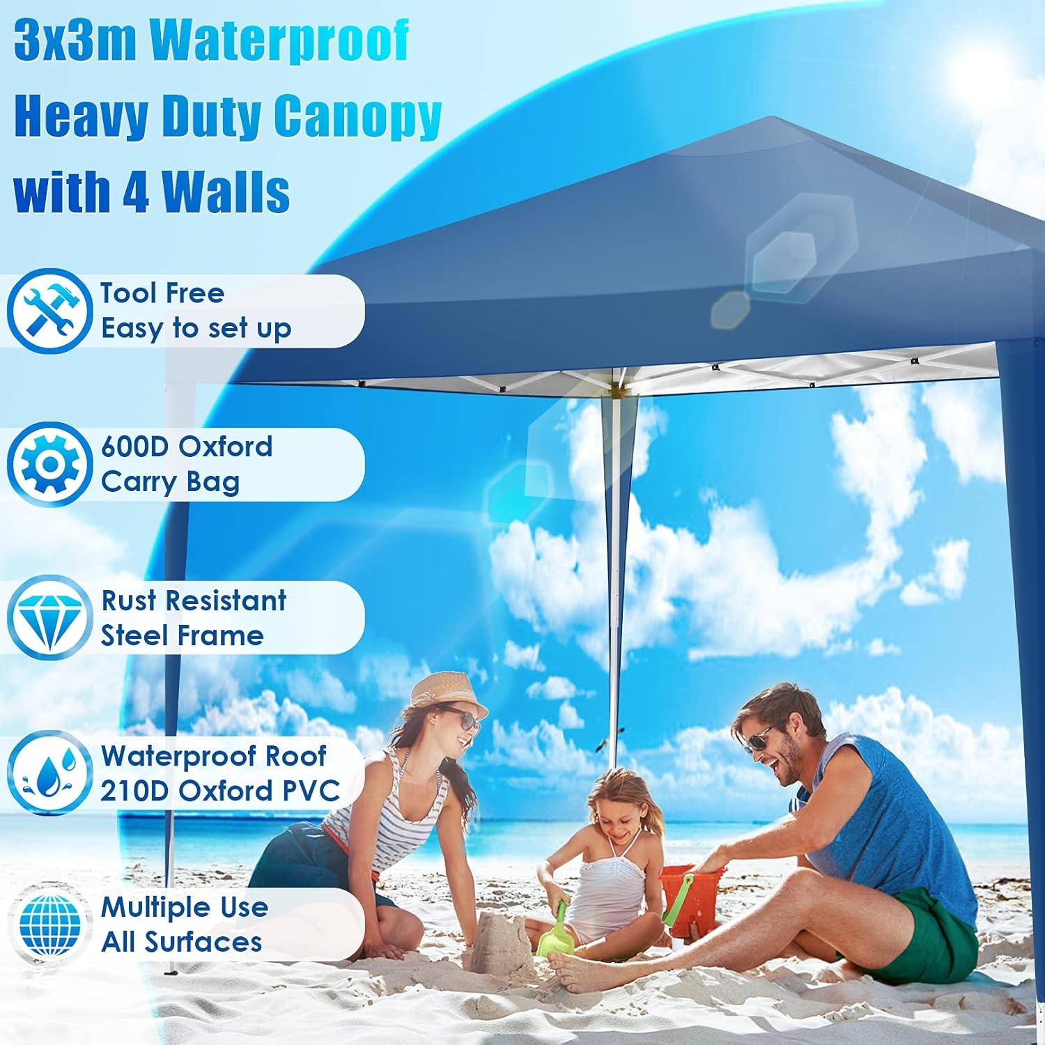 image:imageCOBIZI 10x20 FT Pop up Canopy Tent with Sidewalls Party Tents for Parties Carpas para Fiestas Easy Set Large Outdoor Popup Patio Gazebo for BackyardWeddingsVendorCommercial EventWhite UpgradeBlue