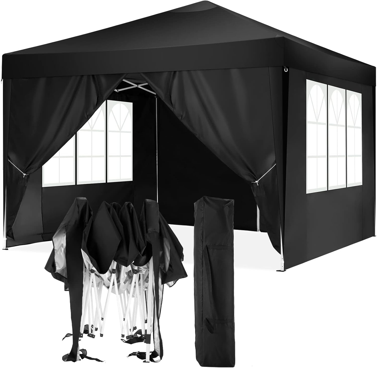 image:imageCOBIZI 10x20 FT Pop up Canopy Tent with Sidewalls Party Tents for Parties Carpas para Fiestas Easy Set Large Outdoor Popup Patio Gazebo for BackyardWeddingsVendorCommercial EventWhite UpgradeBlack