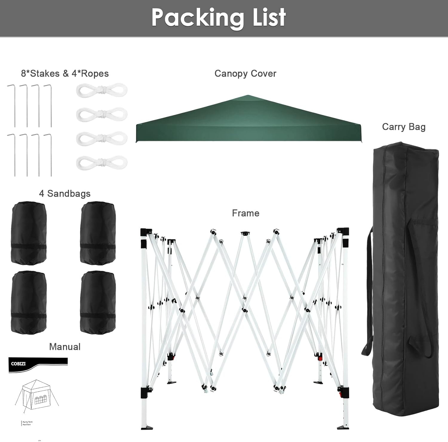 image:imageCOBIZI 10x20 FT Pop up Canopy Tent with Sidewalls Party Tents for Parties Carpas para Fiestas Easy Set Large Outdoor Popup Patio Gazebo for BackyardWeddingsVendorCommercial EventWhite UpgradeGreen