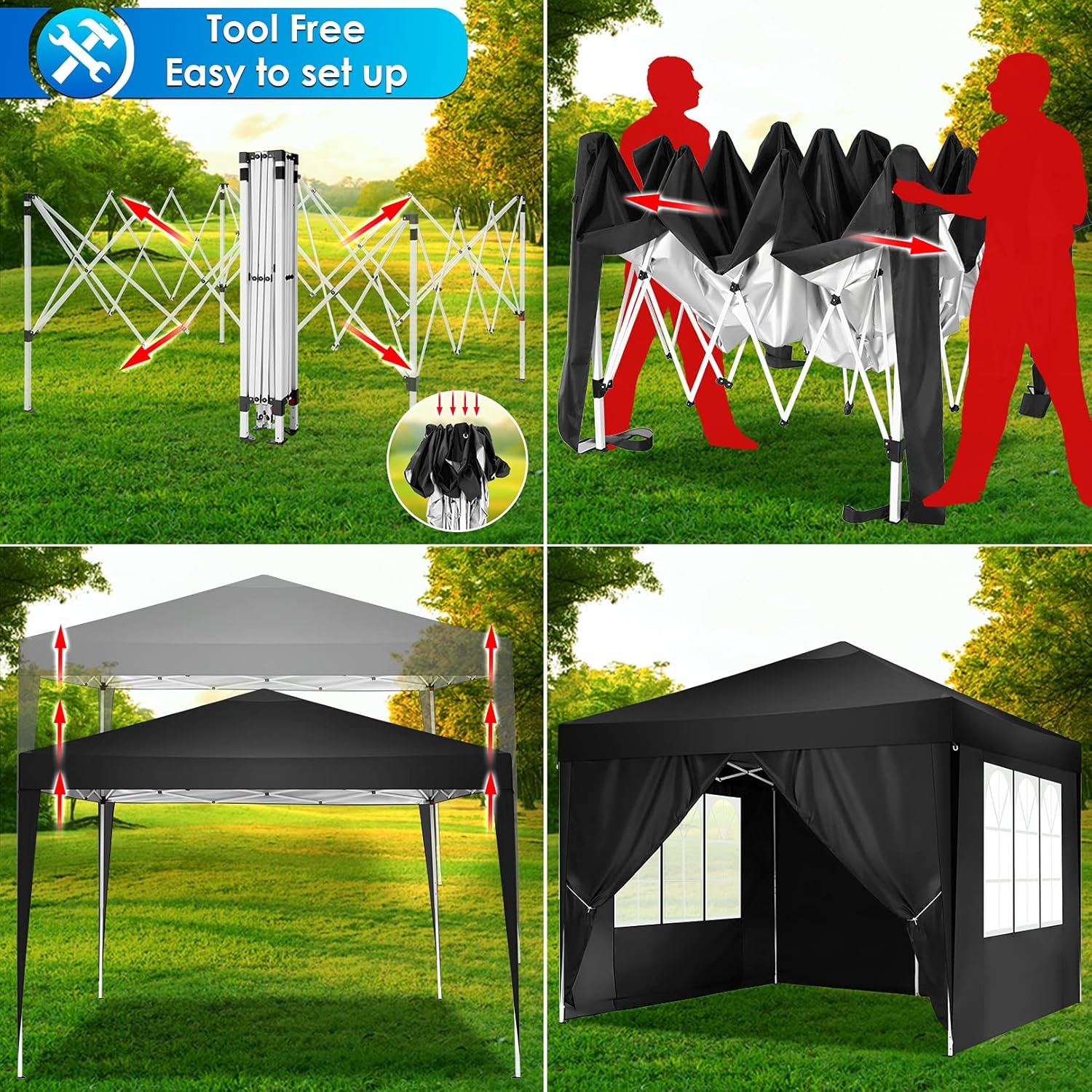 image:imageCOBIZI 10x20 FT Pop up Canopy Tent with Sidewalls Party Tents for Parties Carpas para Fiestas Easy Set Large Outdoor Popup Patio Gazebo for BackyardWeddingsVendorCommercial EventWhite UpgradeBlack