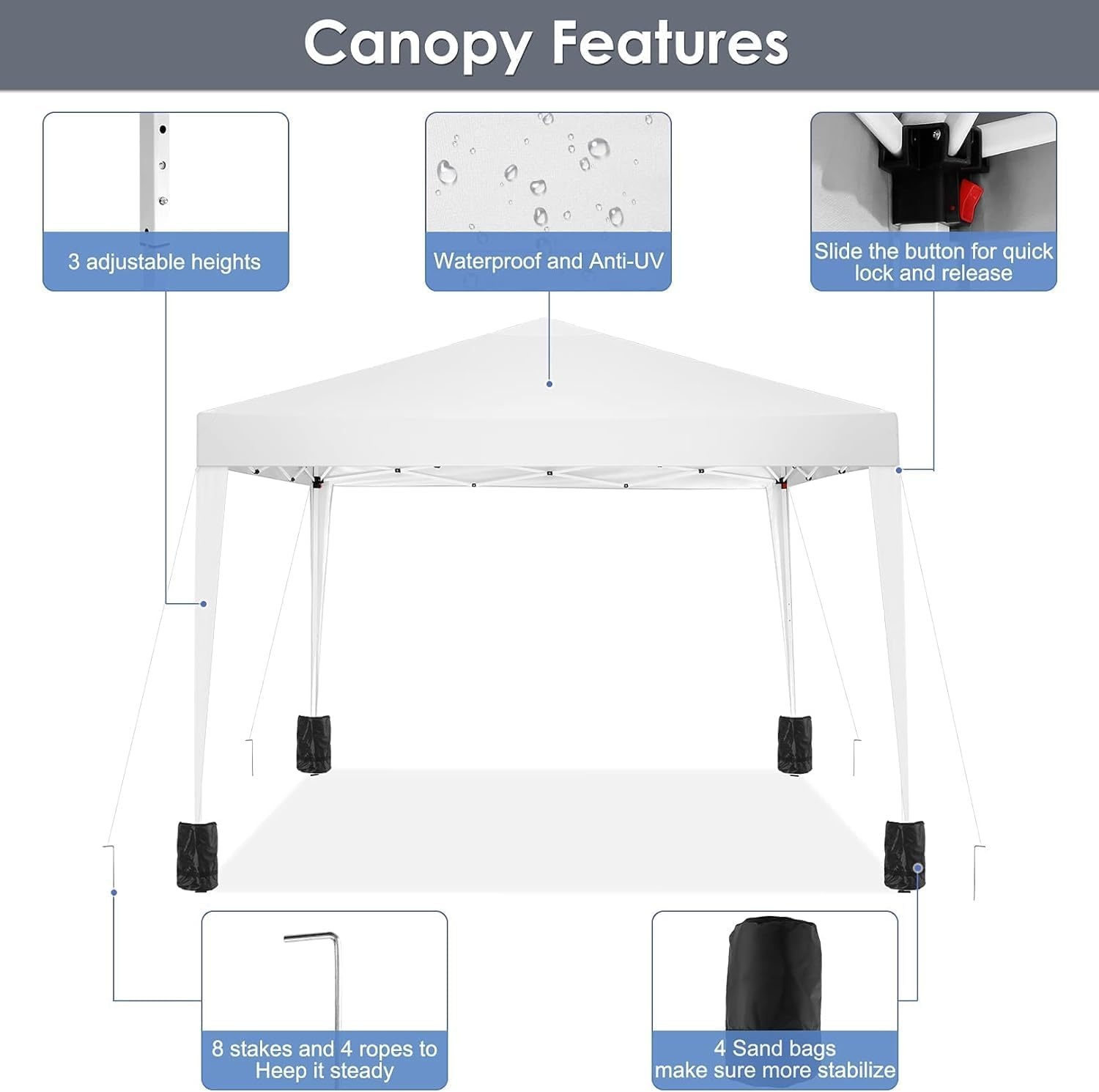image:imageCOBIZI 10x20 FT Pop up Canopy Tent with Sidewalls Party Tents for Parties Carpas para Fiestas Easy Set Large Outdoor Popup Patio Gazebo for BackyardWeddingsVendorCommercial EventWhite UpgradeWHITE