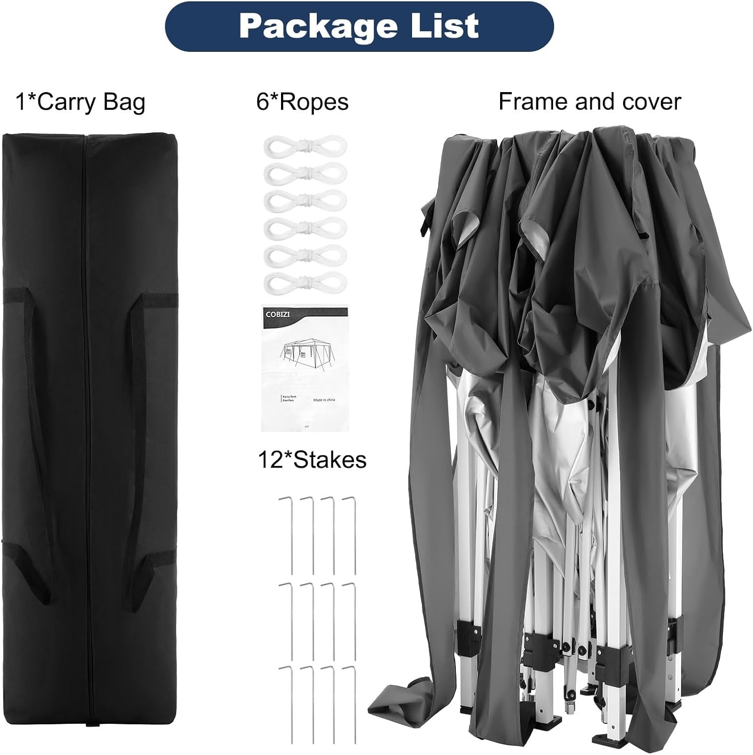 image:imageCOBIZI 10x20 FT Pop up Canopy Tent with Sidewalls Party Tents for Parties Carpas para Fiestas Easy Set Large Outdoor Popup Patio Gazebo for BackyardWeddingsVendorCommercial EventWhite UpgradeGray