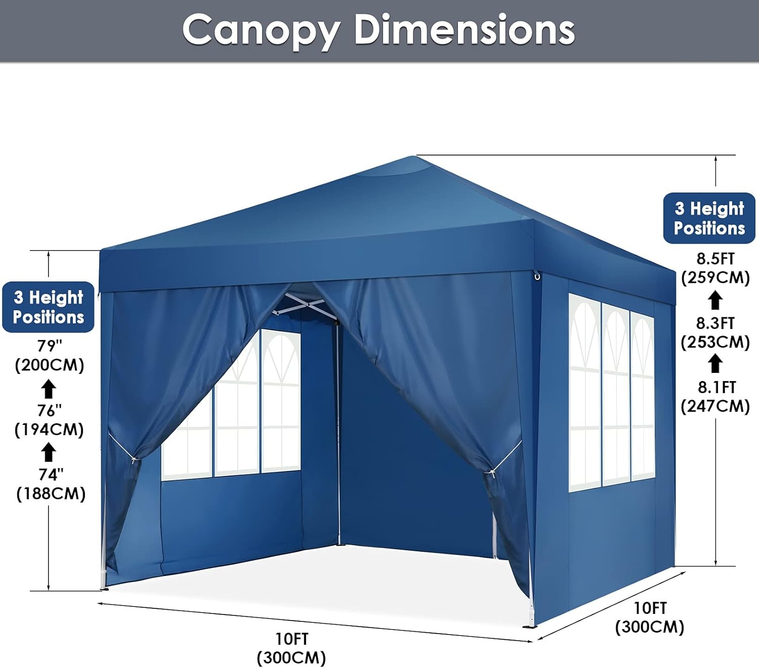 image:imageCOBIZI 10x20 FT Pop up Canopy Tent with Sidewalls Party Tents for Parties Carpas para Fiestas Easy Set Large Outdoor Popup Patio Gazebo for BackyardWeddingsVendorCommercial EventWhite UpgradeBlue