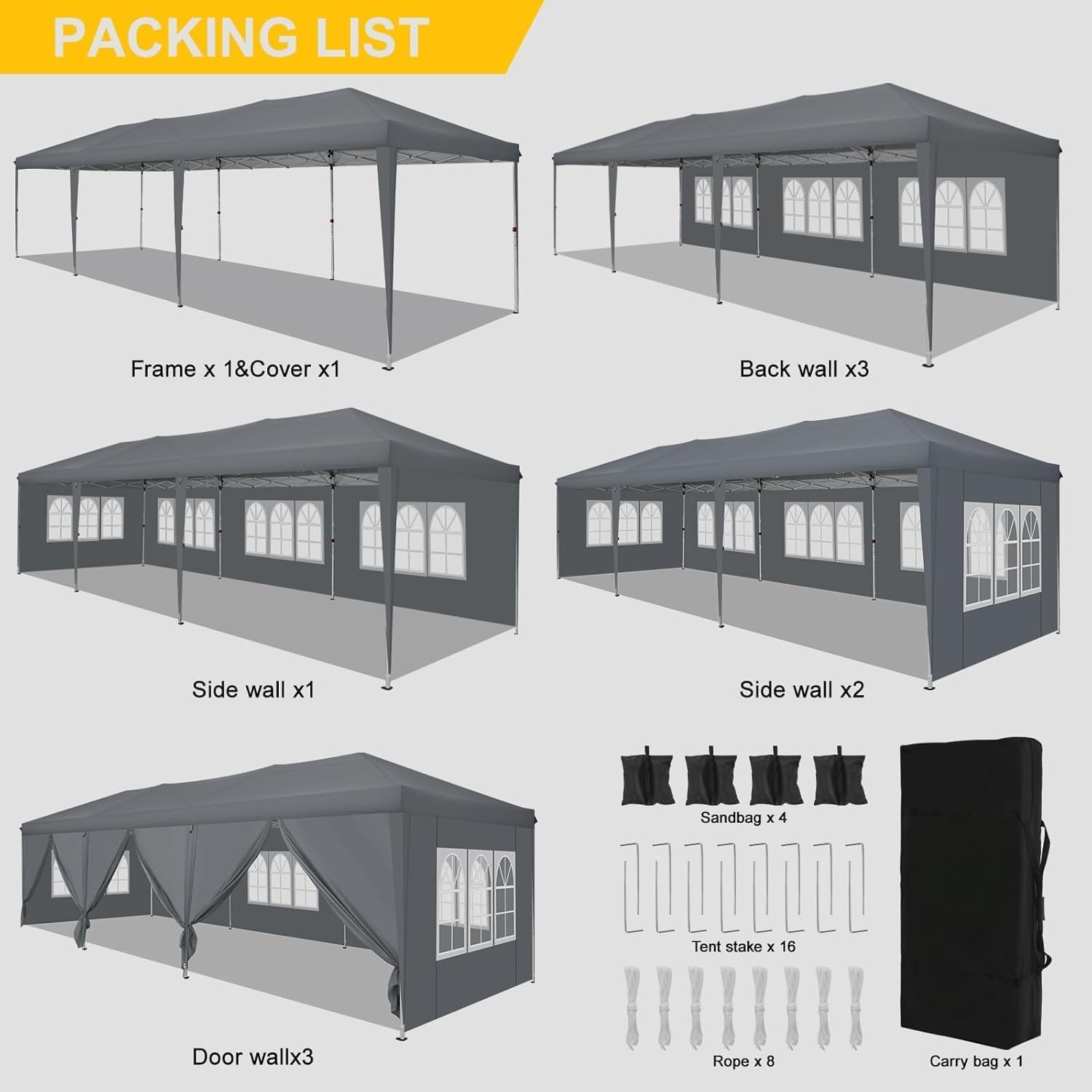 image:imageCOBIZI 10x20 FT Pop up Canopy Tent with Sidewalls Party Tents for Parties Carpas para Fiestas Easy Set Large Outdoor Popup Patio Gazebo for BackyardWeddingsVendorCommercial EventWhite UpgradeGray