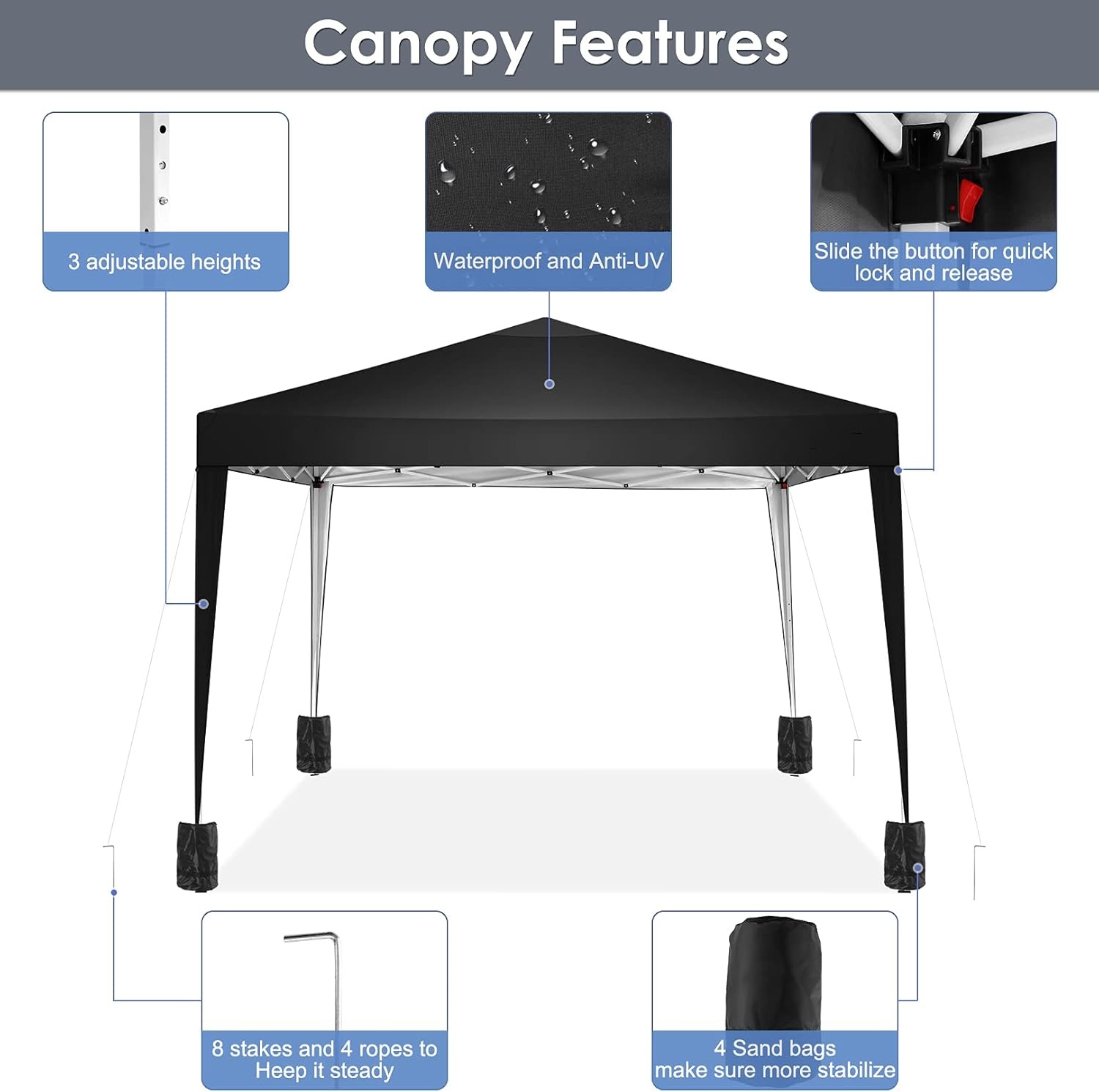 image:imageCOBIZI 10x20 FT Pop up Canopy Tent with Sidewalls Party Tents for Parties Carpas para Fiestas Easy Set Large Outdoor Popup Patio Gazebo for BackyardWeddingsVendorCommercial EventWhite UpgradeBlack