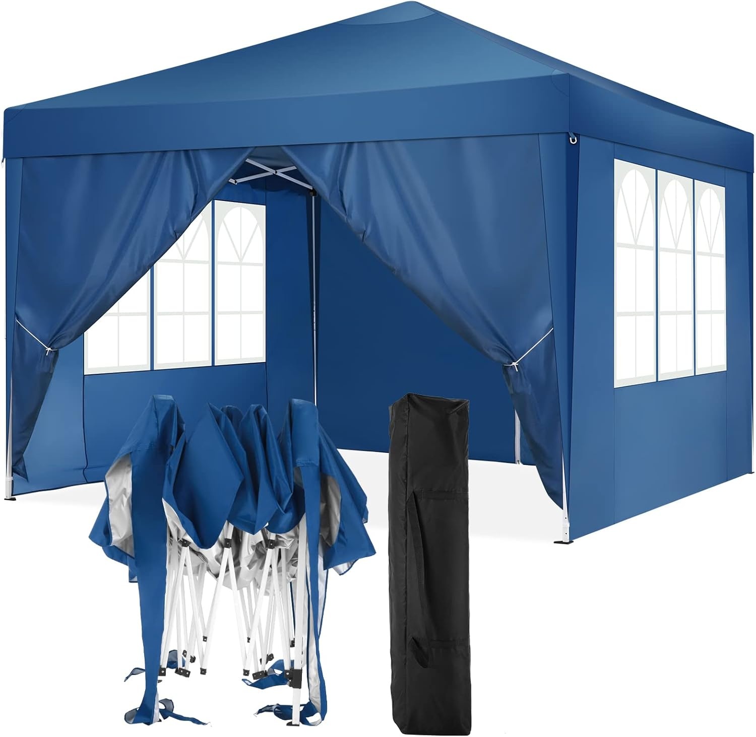 image:imageCOBIZI 10x20 FT Pop up Canopy Tent with Sidewalls Party Tents for Parties Carpas para Fiestas Easy Set Large Outdoor Popup Patio Gazebo for BackyardWeddingsVendorCommercial EventWhite UpgradeBlue