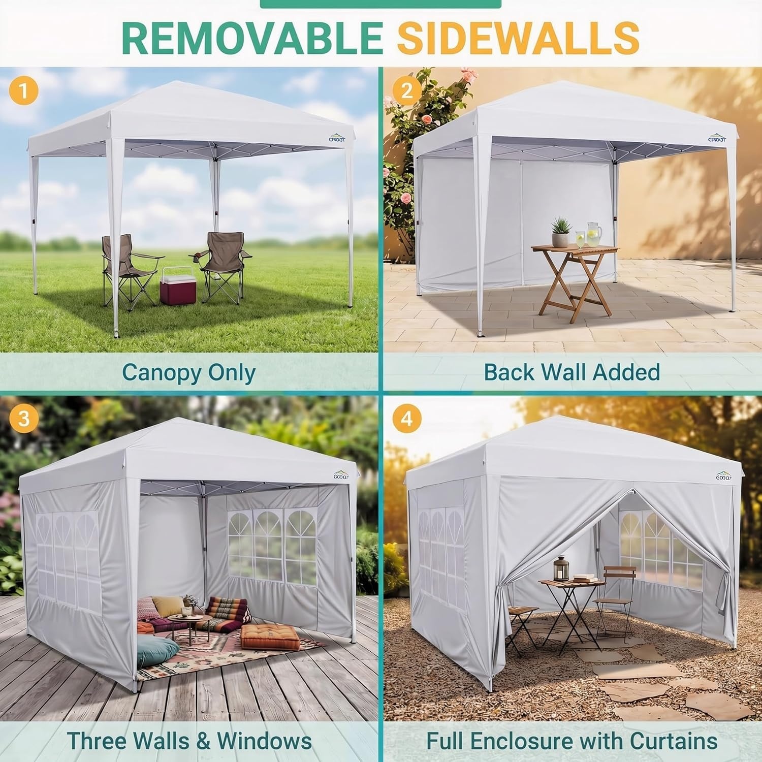 image:imageCOBIZI 10x20 FT Pop up Canopy Tent with Sidewalls Party Tents for Parties Carpas para Fiestas Easy Set Large Outdoor Popup Patio Gazebo for BackyardWeddingsVendorCommercial EventWhite UpgradeWHITE