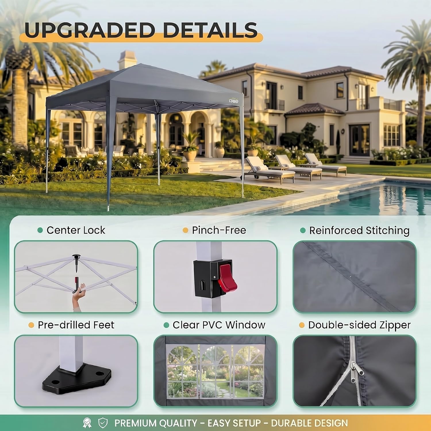 image:imageCOBIZI 10x20 FT Pop up Canopy Tent with Sidewalls Party Tents for Parties Carpas para Fiestas Easy Set Large Outdoor Popup Patio Gazebo for BackyardWeddingsVendorCommercial EventWhite UpgradeDimGray