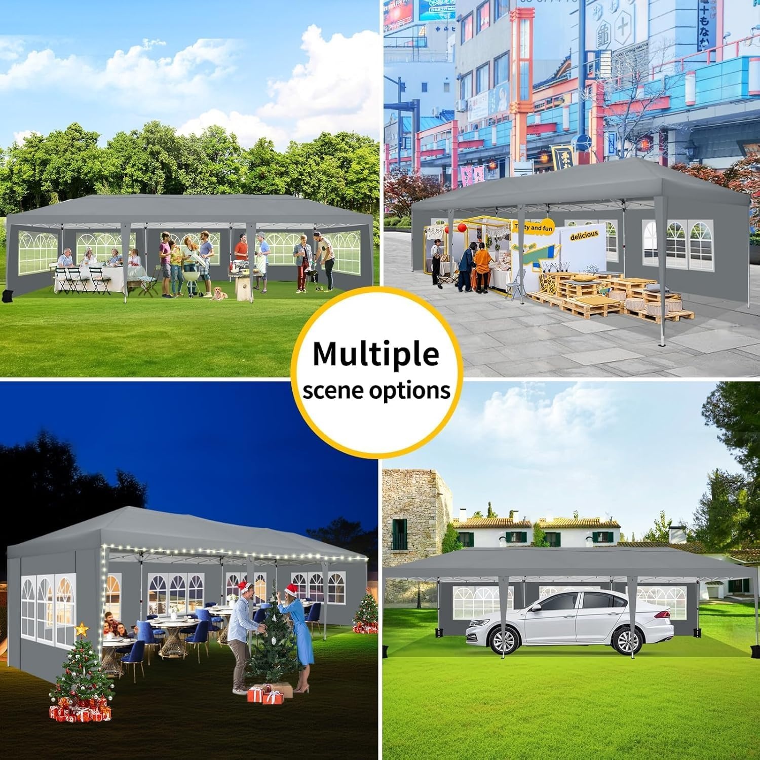 image:imageCOBIZI 10x20 FT Pop up Canopy Tent with Sidewalls Party Tents for Parties Carpas para Fiestas Easy Set Large Outdoor Popup Patio Gazebo for BackyardWeddingsVendorCommercial EventWhite UpgradeGray