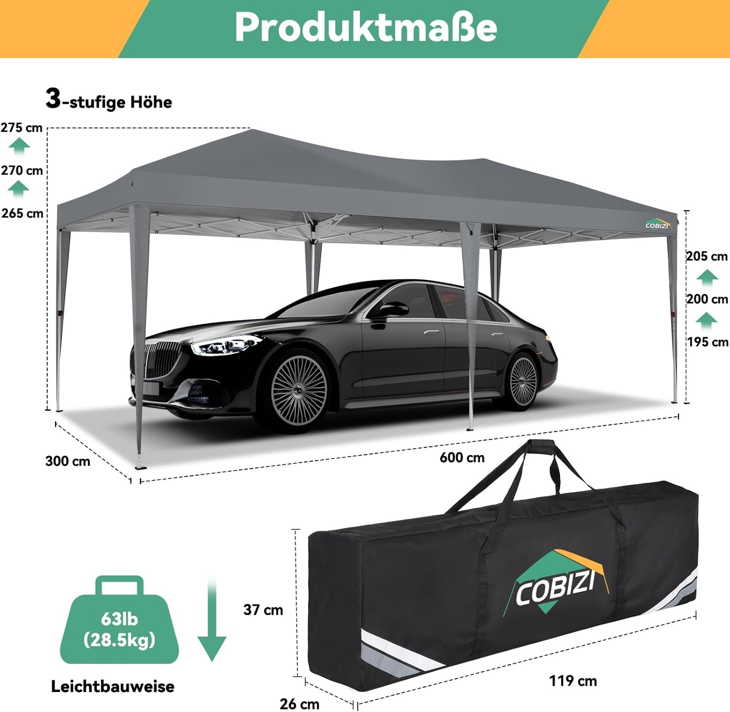 image:imageCOBIZI 10x20 FT Pop up Canopy Tent with Sidewalls Party Tents for Parties Carpas para Fiestas Easy Set Large Outdoor Popup Patio Gazebo for BackyardWeddingsVendorCommercial EventWhite UpgradeGray
