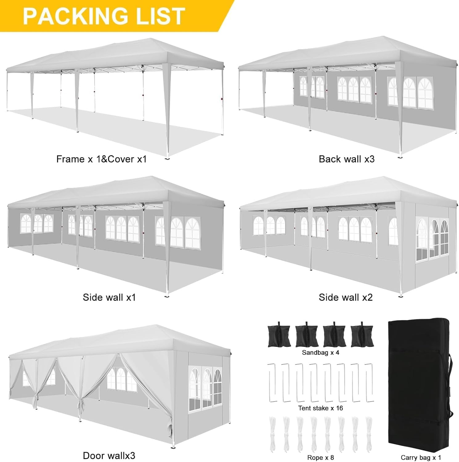 image:imageCOBIZI 10x20 FT Pop up Canopy Tent with Sidewalls Party Tents for Parties Carpas para Fiestas Easy Set Large Outdoor Popup Patio Gazebo for BackyardWeddingsVendorCommercial EventWhite UpgradeWHITE