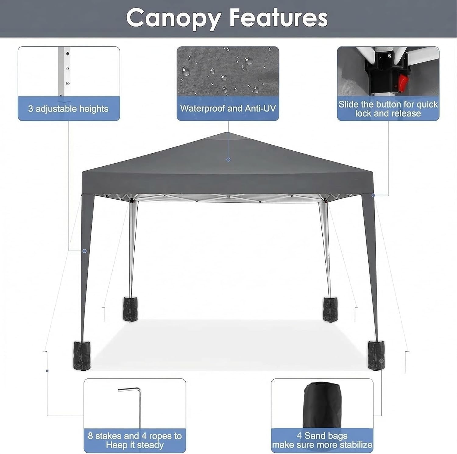 image:imageCOBIZI 10x20 FT Pop up Canopy Tent with Sidewalls Party Tents for Parties Carpas para Fiestas Easy Set Large Outdoor Popup Patio Gazebo for BackyardWeddingsVendorCommercial EventWhite UpgradeDimGray