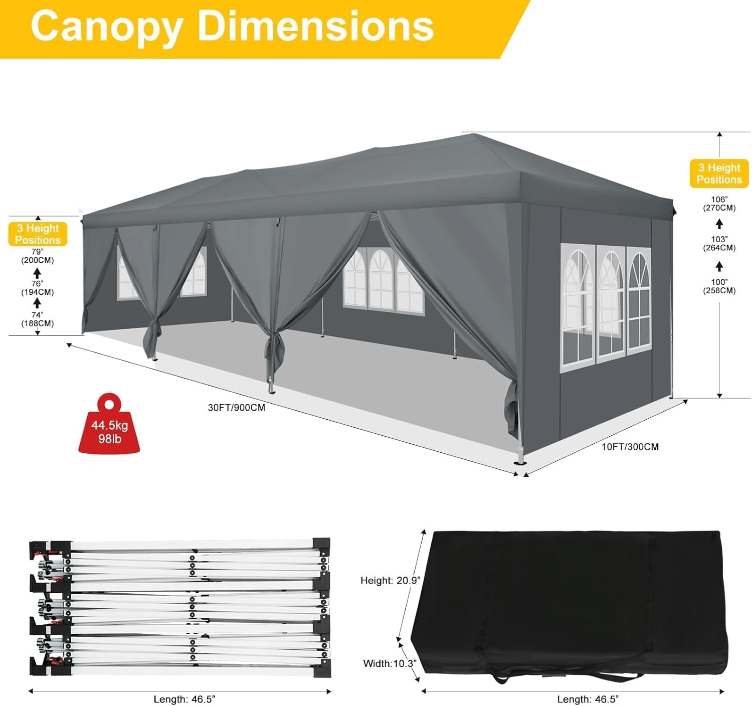 image:imageCOBIZI 10x20 FT Pop up Canopy Tent with Sidewalls Party Tents for Parties Carpas para Fiestas Easy Set Large Outdoor Popup Patio Gazebo for BackyardWeddingsVendorCommercial EventWhite UpgradeGray