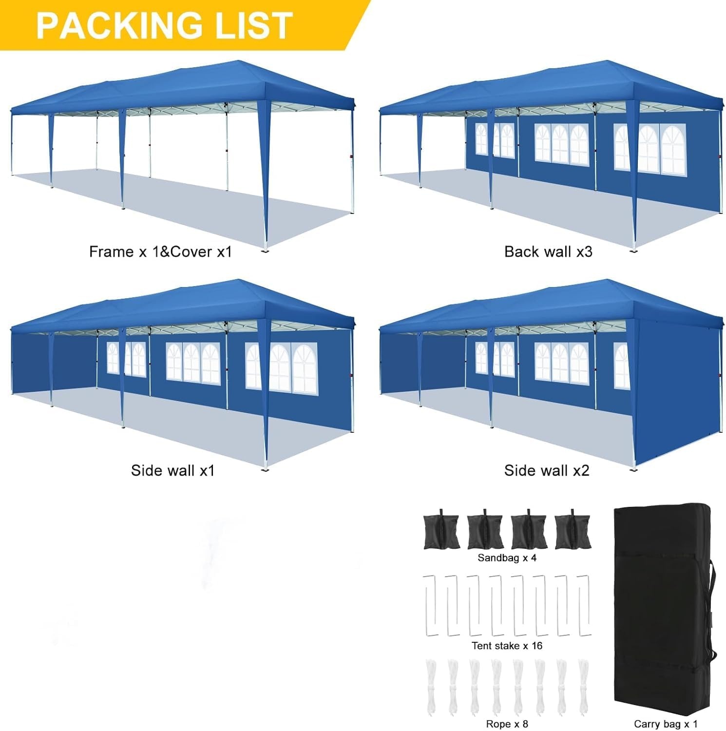image:imageCOBIZI 10x20 FT Pop up Canopy Tent with Sidewalls Party Tents for Parties Carpas para Fiestas Easy Set Large Outdoor Popup Patio Gazebo for BackyardWeddingsVendorCommercial EventWhite UpgradeBlue