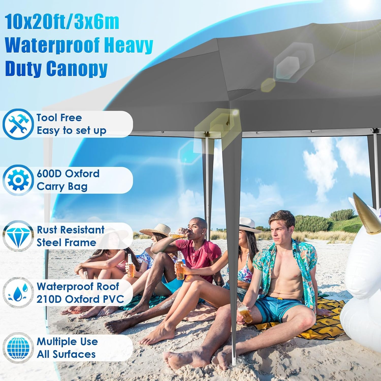 image:imageCOBIZI 10x20 FT Pop up Canopy Tent with Sidewalls Party Tents for Parties Carpas para Fiestas Easy Set Large Outdoor Popup Patio Gazebo for BackyardWeddingsVendorCommercial EventWhite UpgradeGray