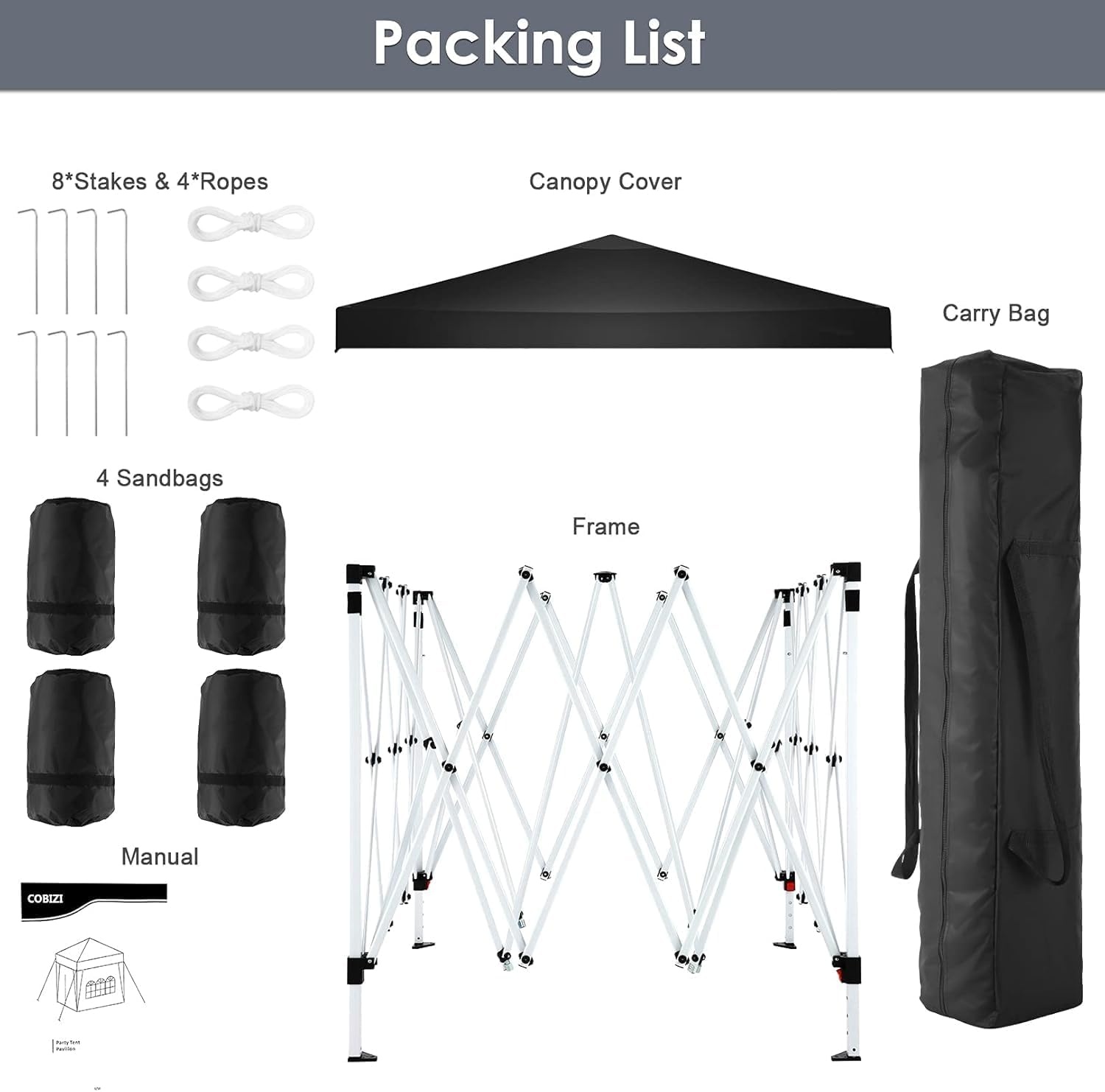 image:imageCOBIZI 10x20 FT Pop up Canopy Tent with Sidewalls Party Tents for Parties Carpas para Fiestas Easy Set Large Outdoor Popup Patio Gazebo for BackyardWeddingsVendorCommercial EventWhite UpgradeGray1