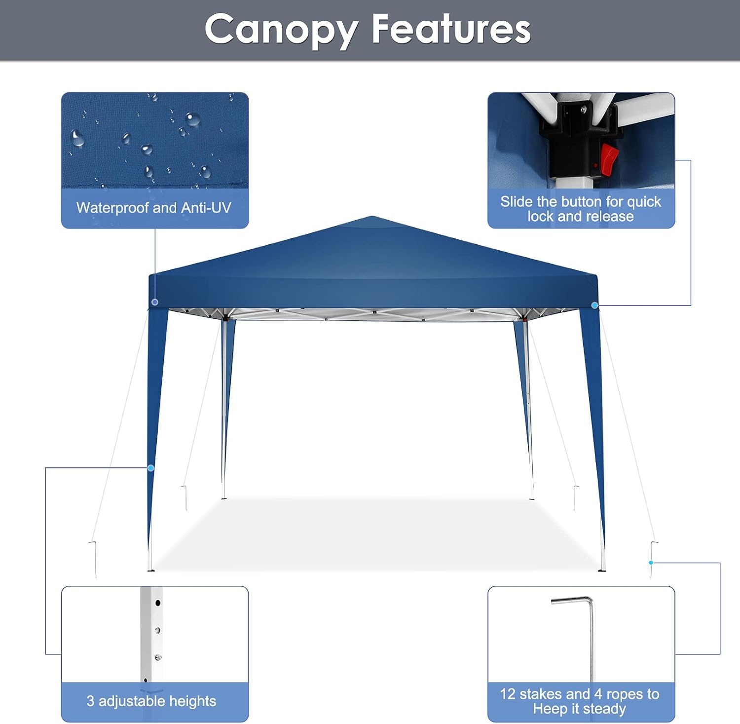 image:imageCOBIZI 10x20 FT Pop up Canopy Tent with Sidewalls Party Tents for Parties Carpas para Fiestas Easy Set Large Outdoor Popup Patio Gazebo for BackyardWeddingsVendorCommercial EventWhite UpgradeBlue