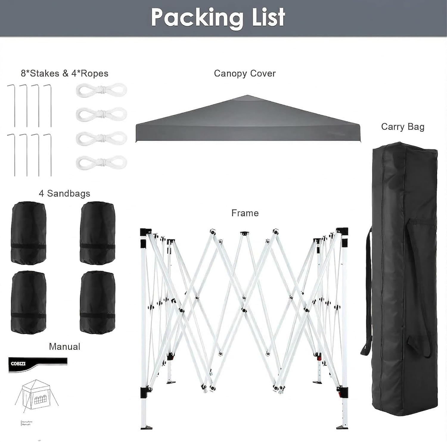 image:imageCOBIZI 10x20 FT Pop up Canopy Tent with Sidewalls Party Tents for Parties Carpas para Fiestas Easy Set Large Outdoor Popup Patio Gazebo for BackyardWeddingsVendorCommercial EventWhite UpgradeDimGray