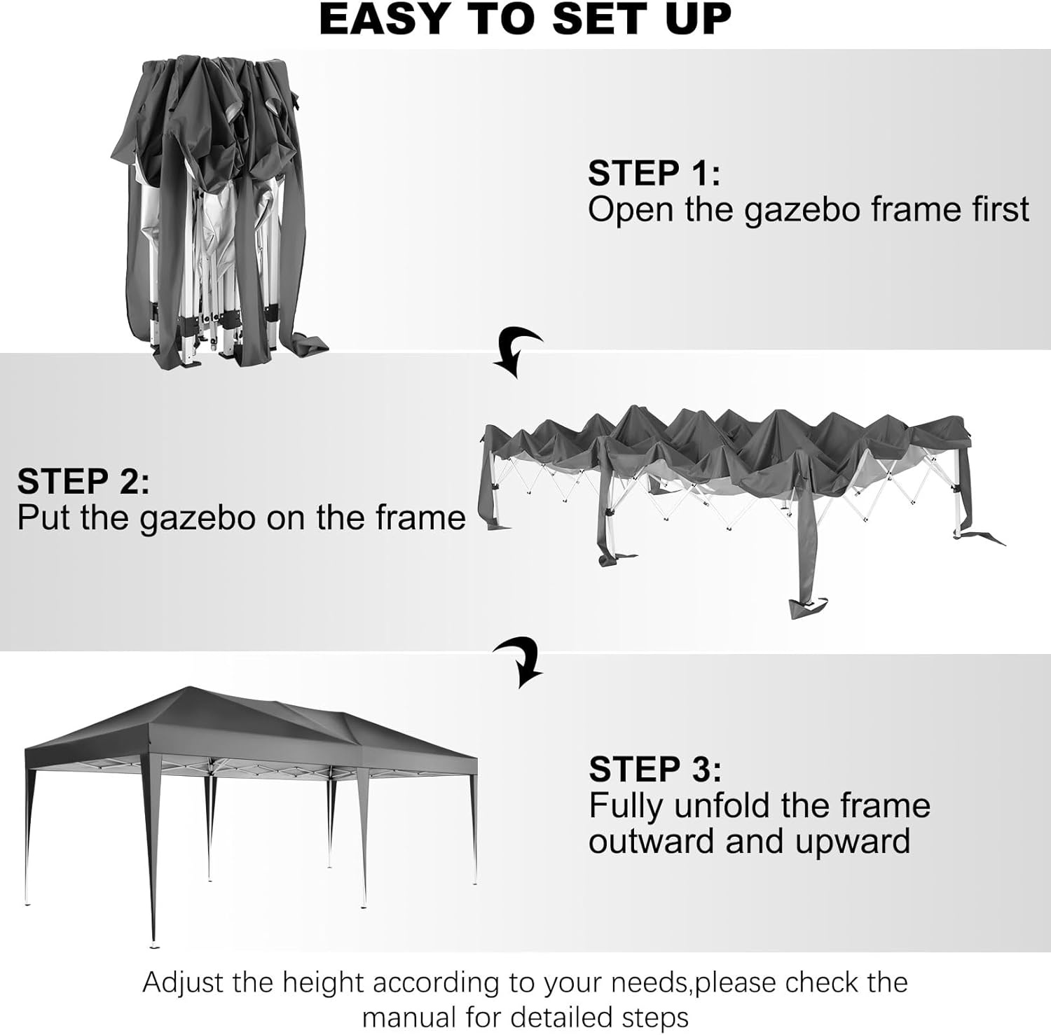 image:imageCOBIZI 10x20 FT Pop up Canopy Tent with Sidewalls Party Tents for Parties Carpas para Fiestas Easy Set Large Outdoor Popup Patio Gazebo for BackyardWeddingsVendorCommercial EventWhite UpgradeGray