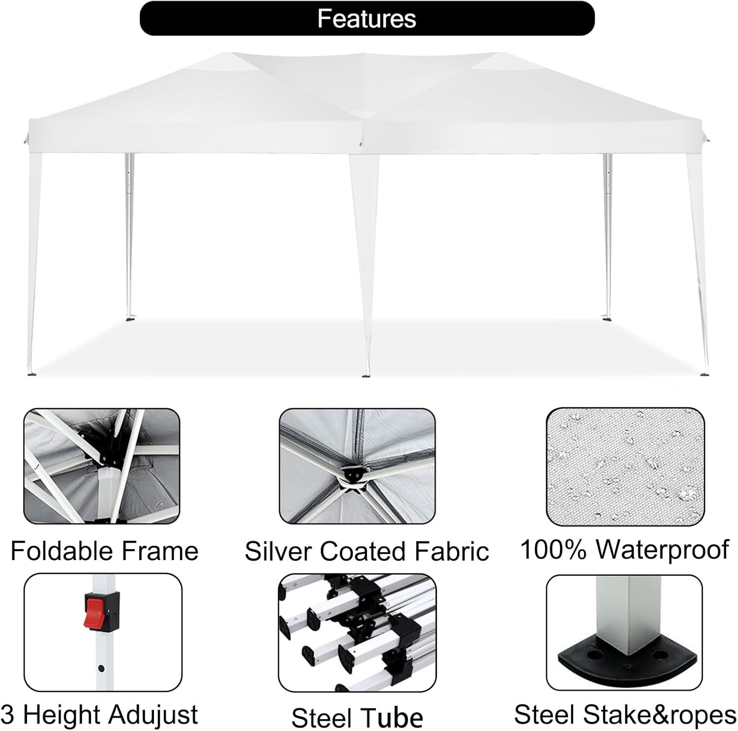 image:imageCOBIZI 10x20 FT Pop up Canopy Tent with Sidewalls Party Tents for Parties Carpas para Fiestas Easy Set Large Outdoor Popup Patio Gazebo for BackyardWeddingsVendorCommercial EventWhite UpgradeWHITE