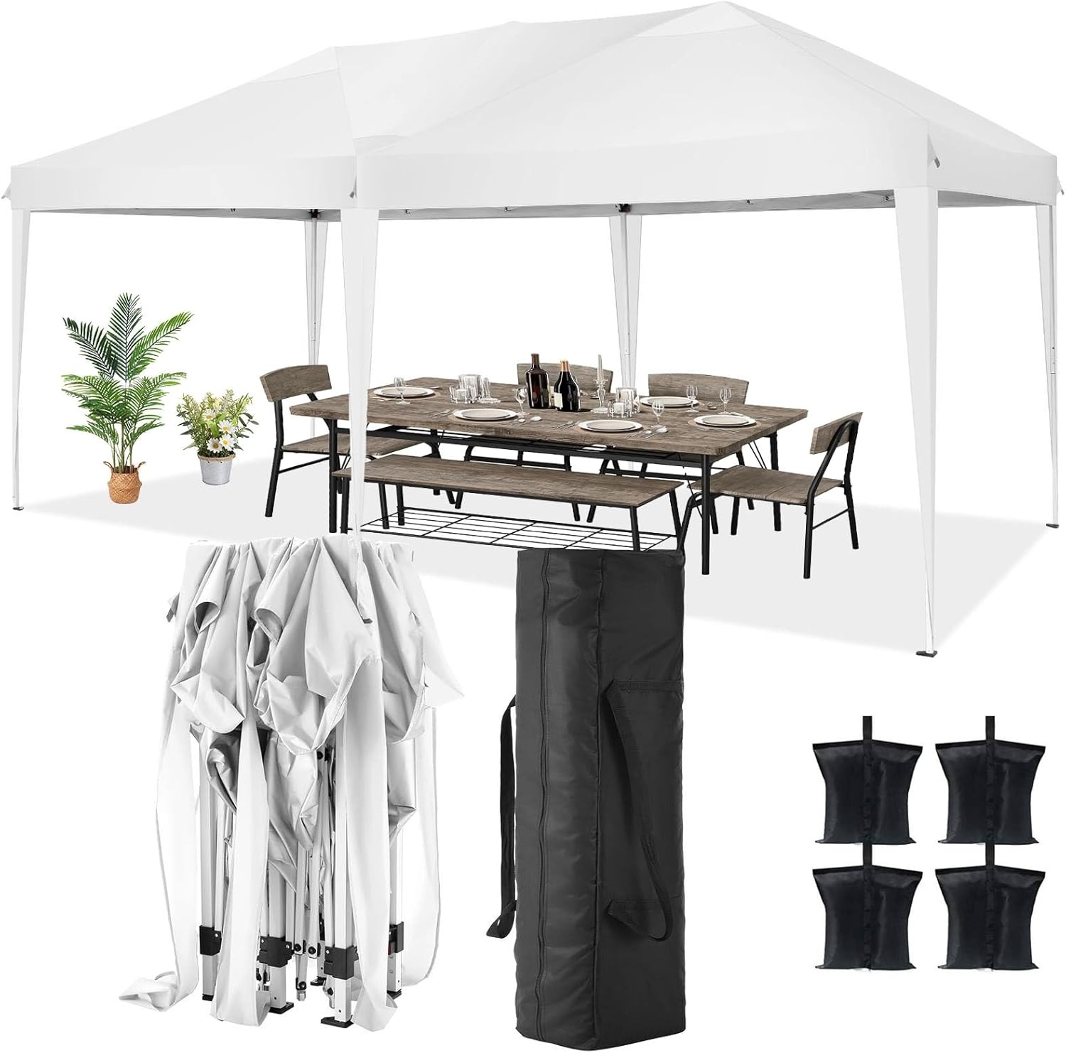 image:imageCOBIZI 10x20 FT Pop up Canopy Tent with Sidewalls Party Tents for Parties Carpas para Fiestas Easy Set Large Outdoor Popup Patio Gazebo for BackyardWeddingsVendorCommercial EventWhite UpgradeWHITE