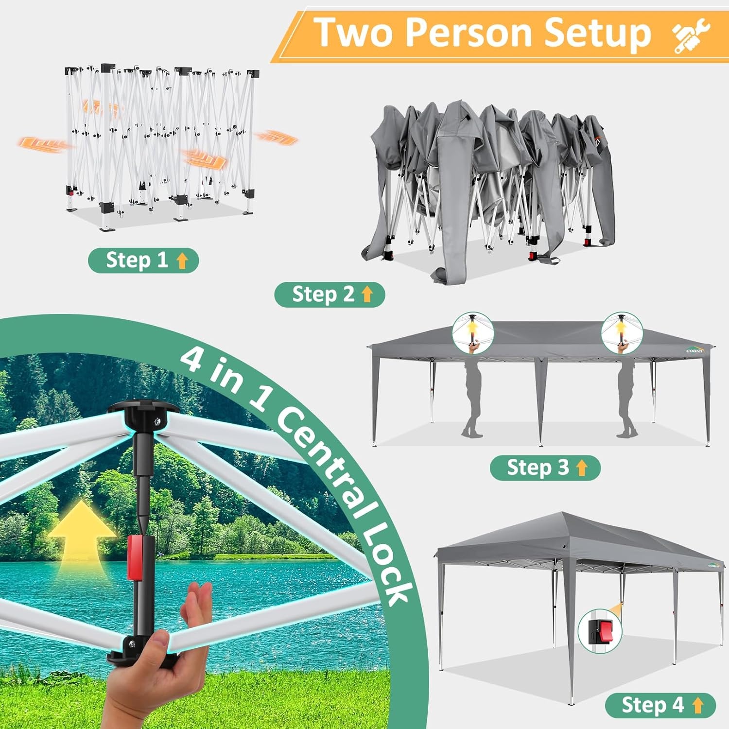 image:imageCOBIZI 10x20 FT Pop up Canopy Tent with Sidewalls Party Tents for Parties Carpas para Fiestas Easy Set Large Outdoor Popup Patio Gazebo for BackyardWeddingsVendorCommercial EventWhite UpgradeDimGray