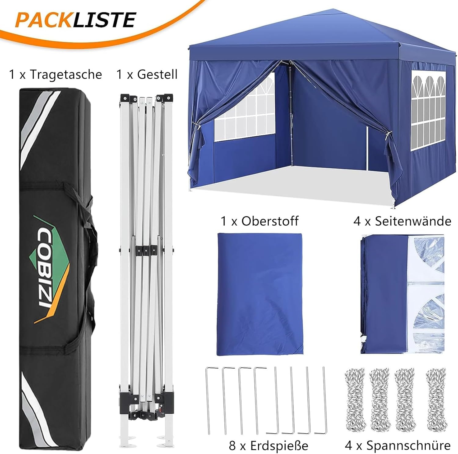 image:imageCOBIZI 10x20 FT Pop up Canopy Tent with Sidewalls Party Tents for Parties Carpas para Fiestas Easy Set Large Outdoor Popup Patio Gazebo for BackyardWeddingsVendorCommercial EventWhite UpgradeBlue