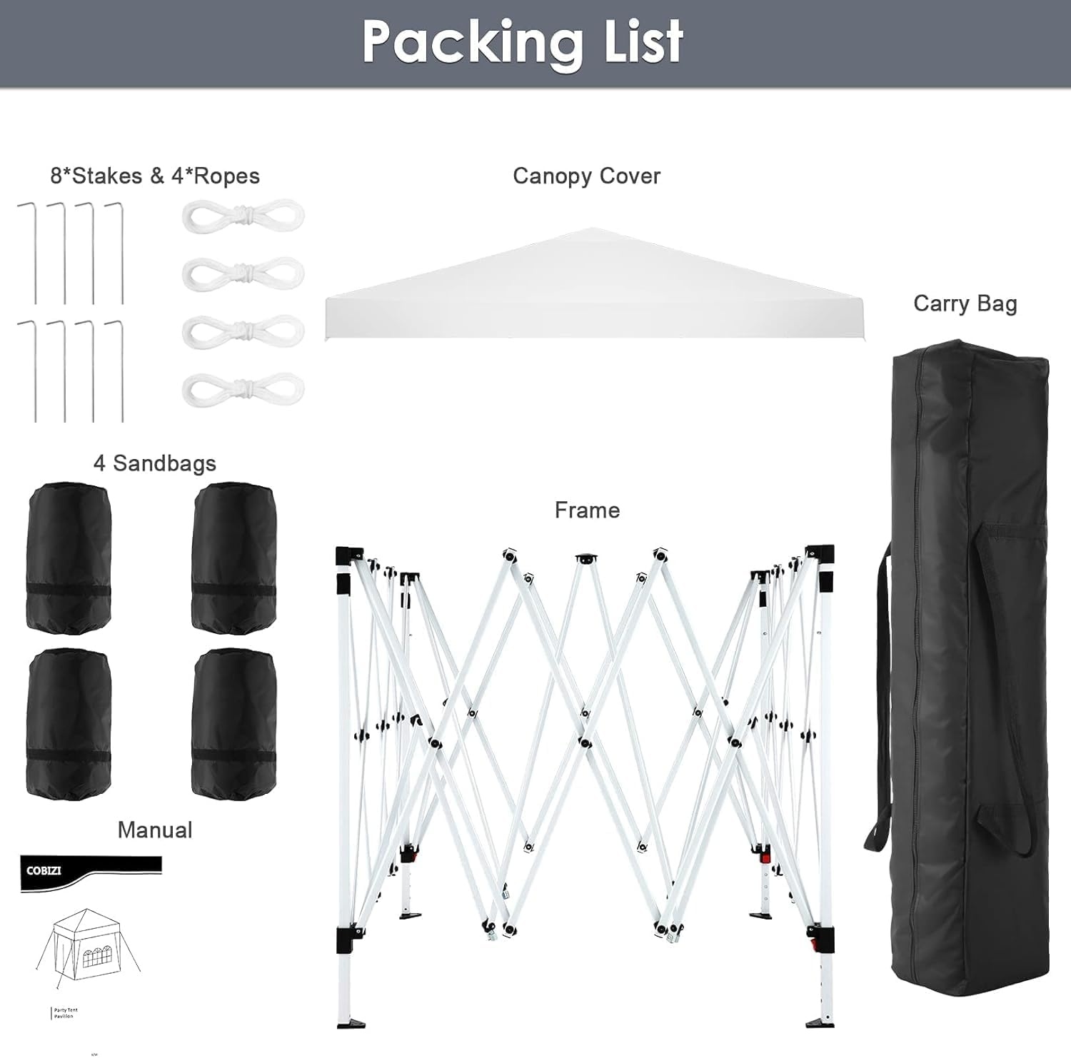 image:imageCOBIZI 10x20 FT Pop up Canopy Tent with Sidewalls Party Tents for Parties Carpas para Fiestas Easy Set Large Outdoor Popup Patio Gazebo for BackyardWeddingsVendorCommercial EventWhite UpgradeWHITE