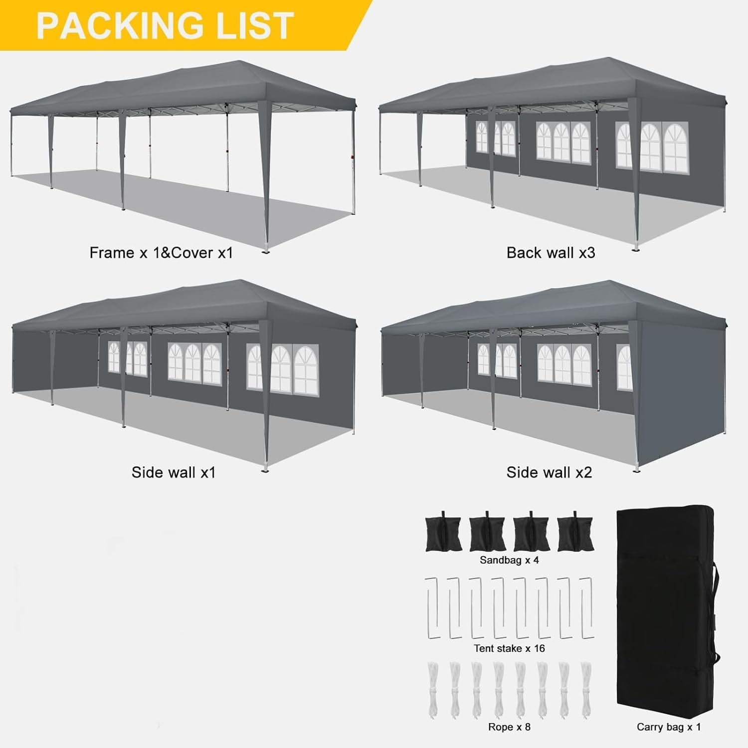 image:imageCOBIZI 10x20 FT Pop up Canopy Tent with Sidewalls Party Tents for Parties Carpas para Fiestas Easy Set Large Outdoor Popup Patio Gazebo for BackyardWeddingsVendorCommercial EventWhite UpgradeGray