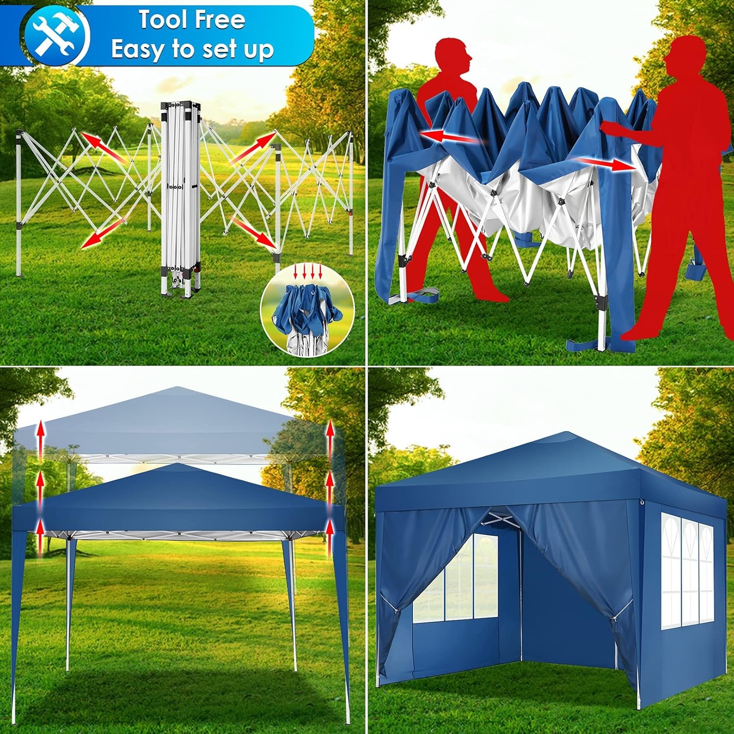 image:imageCOBIZI 10x20 FT Pop up Canopy Tent with Sidewalls Party Tents for Parties Carpas para Fiestas Easy Set Large Outdoor Popup Patio Gazebo for BackyardWeddingsVendorCommercial EventWhite UpgradeBlue