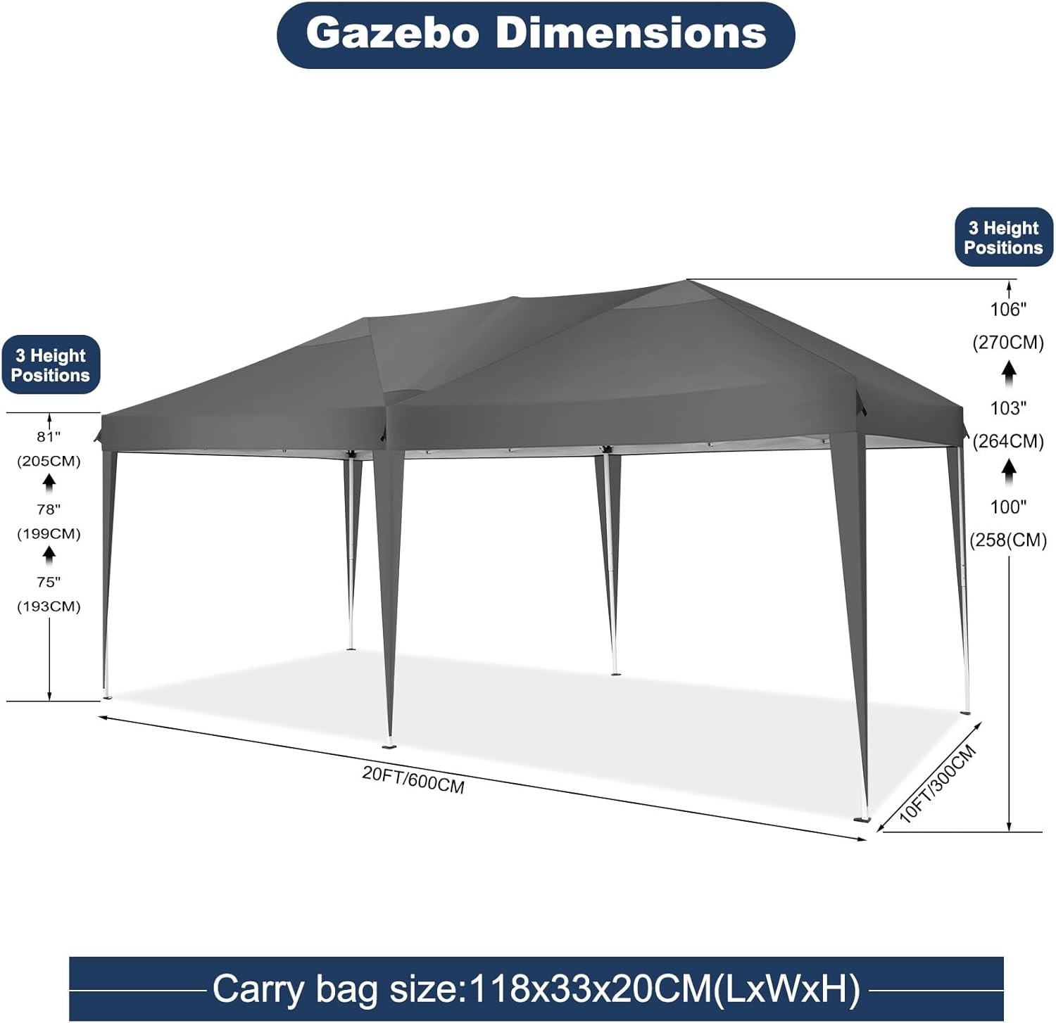 image:imageCOBIZI 10x20 FT Pop up Canopy Tent with Sidewalls Party Tents for Parties Carpas para Fiestas Easy Set Large Outdoor Popup Patio Gazebo for BackyardWeddingsVendorCommercial EventWhite UpgradeGray