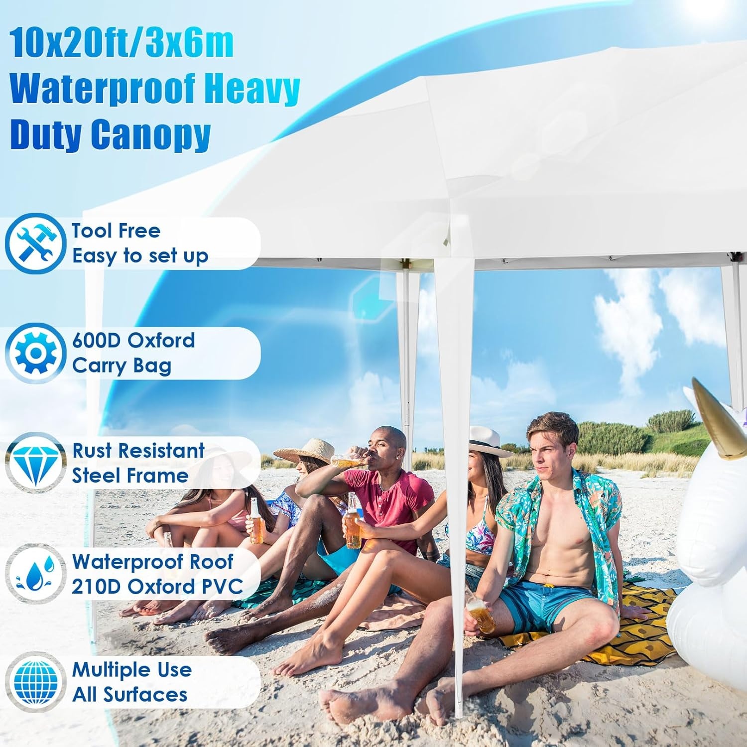 image:imageCOBIZI 10x20 FT Pop up Canopy Tent with Sidewalls Party Tents for Parties Carpas para Fiestas Easy Set Large Outdoor Popup Patio Gazebo for BackyardWeddingsVendorCommercial EventWhite UpgradeWHITE