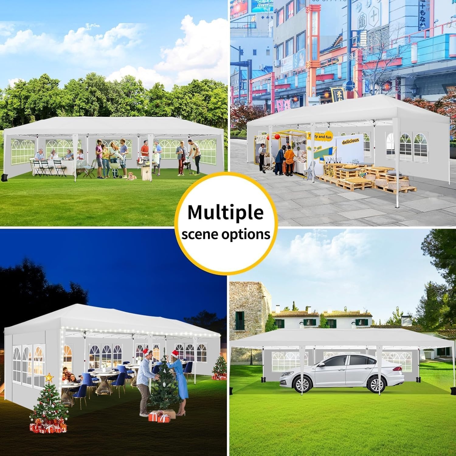 image:imageCOBIZI 10x20 FT Pop up Canopy Tent with Sidewalls Party Tents for Parties Carpas para Fiestas Easy Set Large Outdoor Popup Patio Gazebo for BackyardWeddingsVendorCommercial EventWhite UpgradeWHITE
