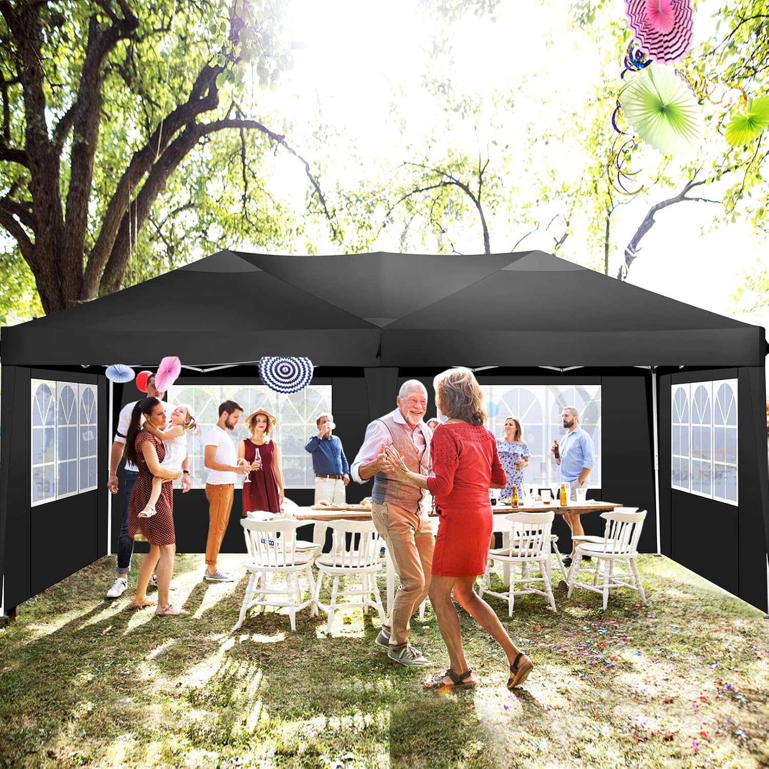 image:imageCOBIZI 10x20 FT Pop up Canopy Tent with Sidewalls Party Tents for Parties Carpas para Fiestas Easy Set Large Outdoor Popup Patio Gazebo for BackyardWeddingsVendorCommercial EventWhite UpgradeBlack